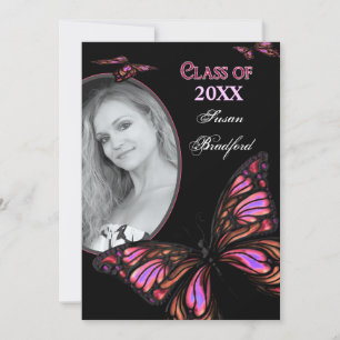 Invitation Écart de graduation - Papillon - Insertion photo -