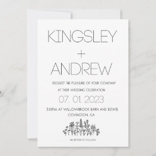 Invitation Écart de Mariage floral minimal et rustique