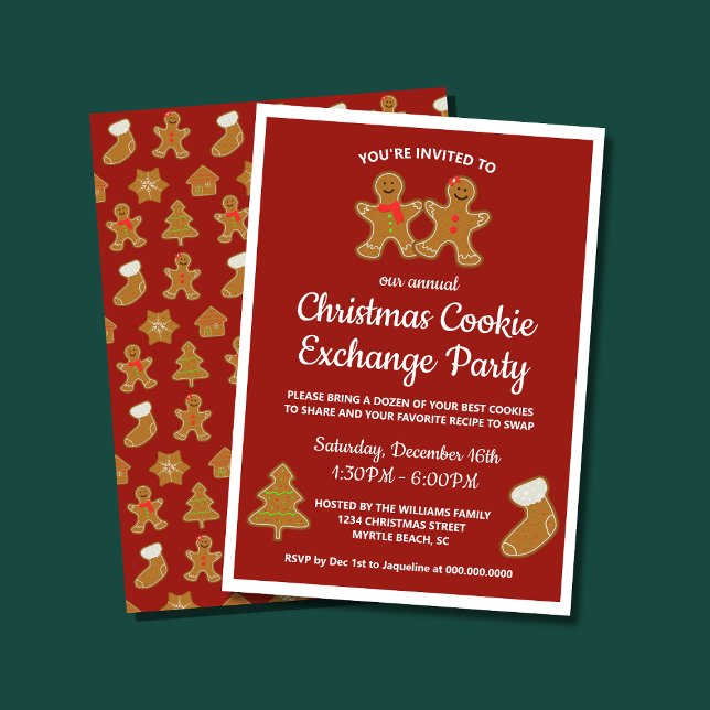 Invitation Échange annuel de biscuits de Noël (Annual Christmas Cookie Exchange Swap Party Invitation
)