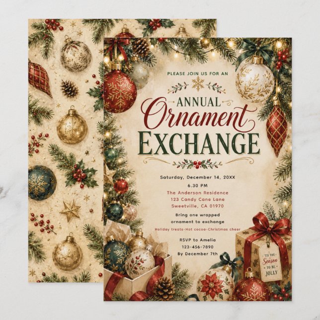 Invitation Échange annuel d'ornements (Devant / Derrière)