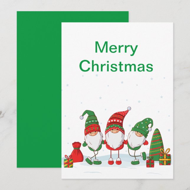 Invitation Échange cadeau de Noël Gnome (Devant / Derrière)