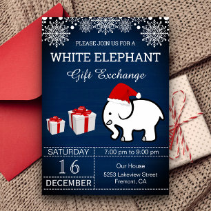 Invitation Échange cadeau de Noël White Elephant