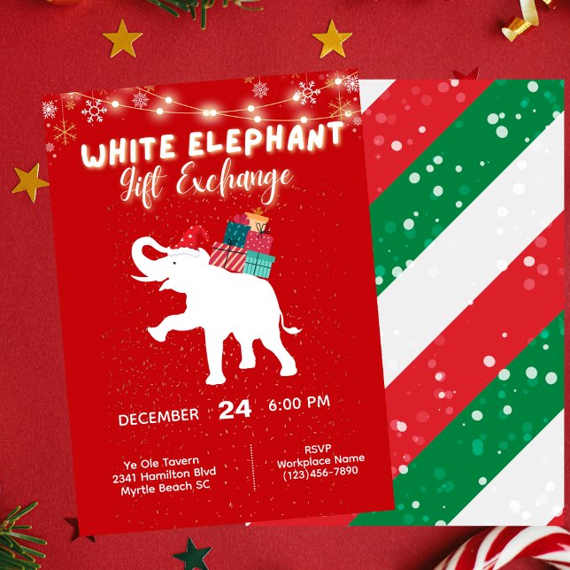 Invitation Échange cadeau de Noël White Elephant (Créateur téléchargé)