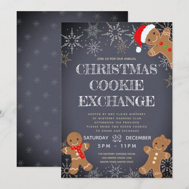 Invitation Échange de biscuit de Noël (Devant / Derrière)