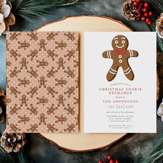 Invitation Échange de biscuits au pain d'épice bronzé Noël (Créateur téléchargé)