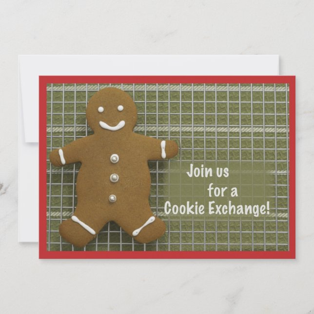 Invitation Échange de Biscuits, Bonhomme en Pain d (Devant)