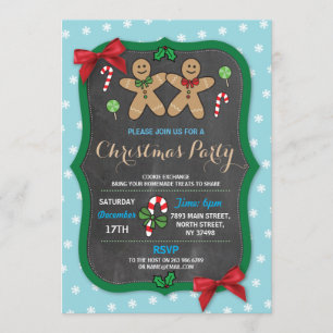 Invitation Échange de biscuits de fête de Noël en pain d'épic