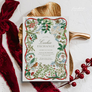 Invitation Échange de biscuits de Noël à l'ancienne avec illu