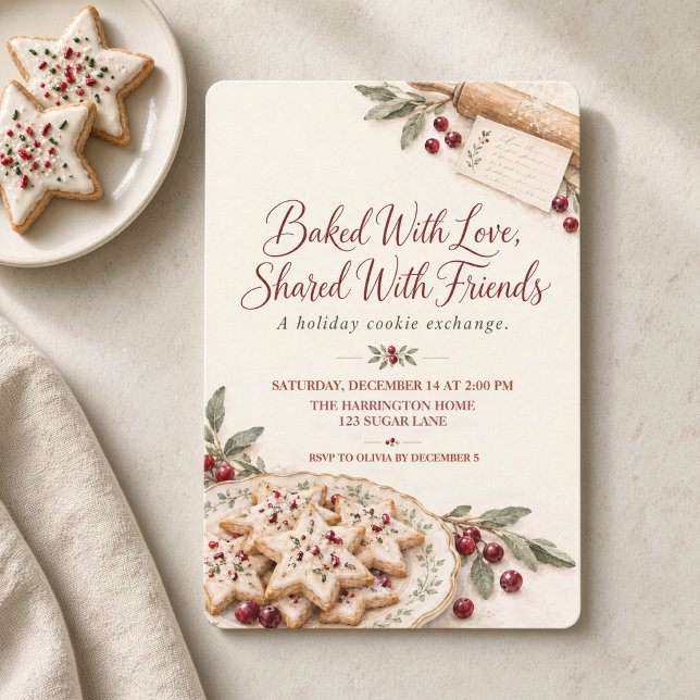 Invitation Échange de biscuits de Noël cuits avec amour  (Créateur téléchargé)