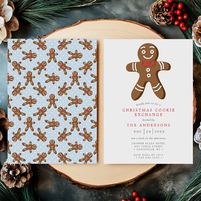 Invitation Échange de biscuits de Noël en forme d'homme en pa (Créateur téléchargé)