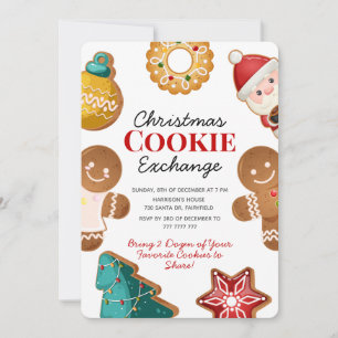 Invitation Échange de biscuits de Noël en pain d'épice mignon