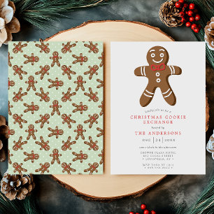 Invitation Échange de biscuits de Noël en pain d'épices vert