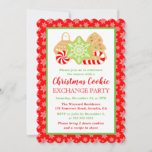 Invitation Échange de biscuits de Noël festifs 