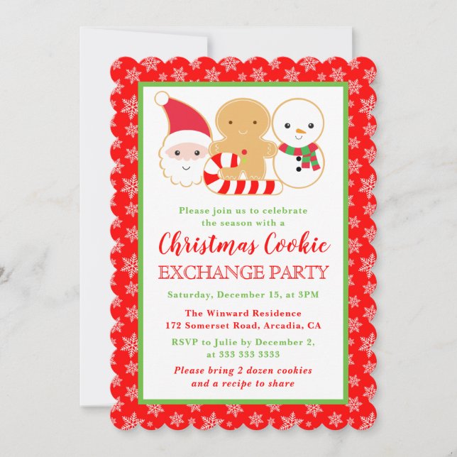 Invitation Échange de biscuits de Noël festifs (Devant)