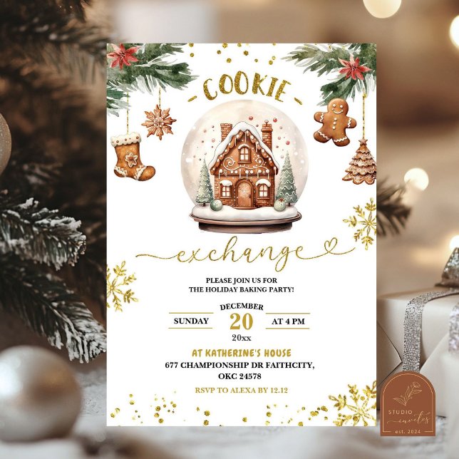 Invitation Échange de biscuits de Noël Fête de vacances (Créateur téléchargé)