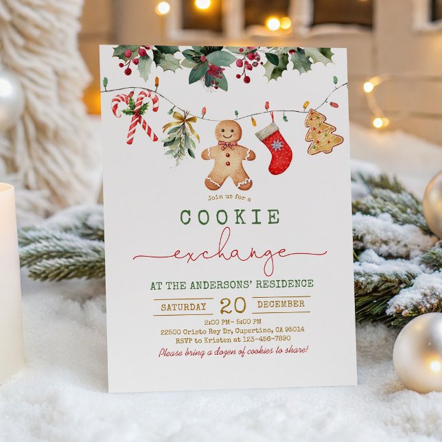 Invitation Échange de biscuits de Noël Fête de vacances (Créateur téléchargé)