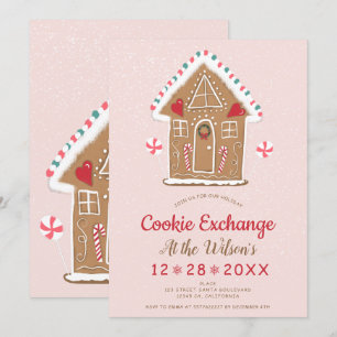 Invitation Échange de biscuits de Noël Maison de pain au ging