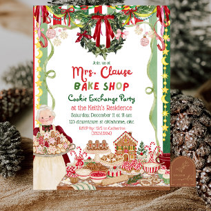 Invitation Échange de biscuits de Noël Mme Clause Bake Shop