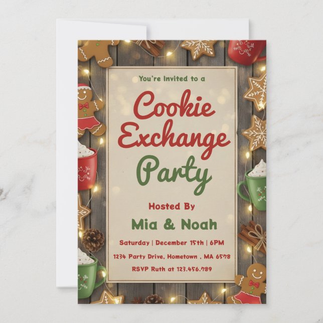 Invitation Échange de biscuits de Noël personnalisé et conviv (Devant)