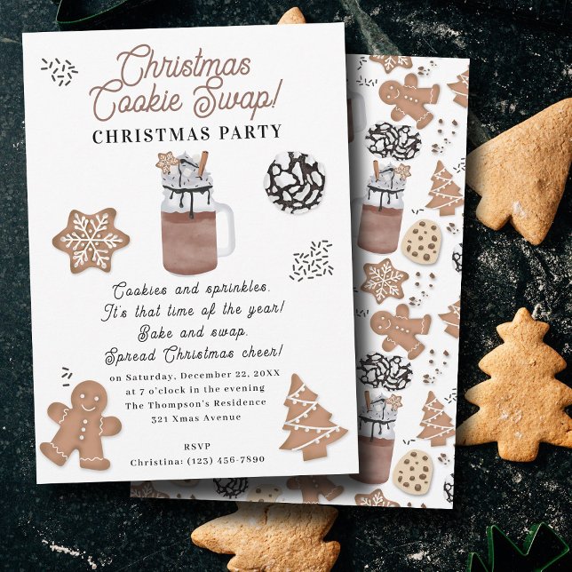 Invitation Échange de biscuits de Noël pour la fête de la pât (Christmas Cookies Holiday Baking Cookie Swap Invitation)