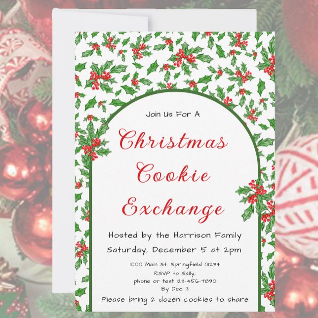 Invitation Échange de biscuits de Noël rouge et vert avec du  (Créateur téléchargé)