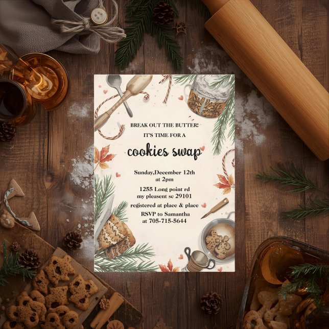 Invitation Échange de biscuits de Noël rustique | Fête de pât (Créateur téléchargé)