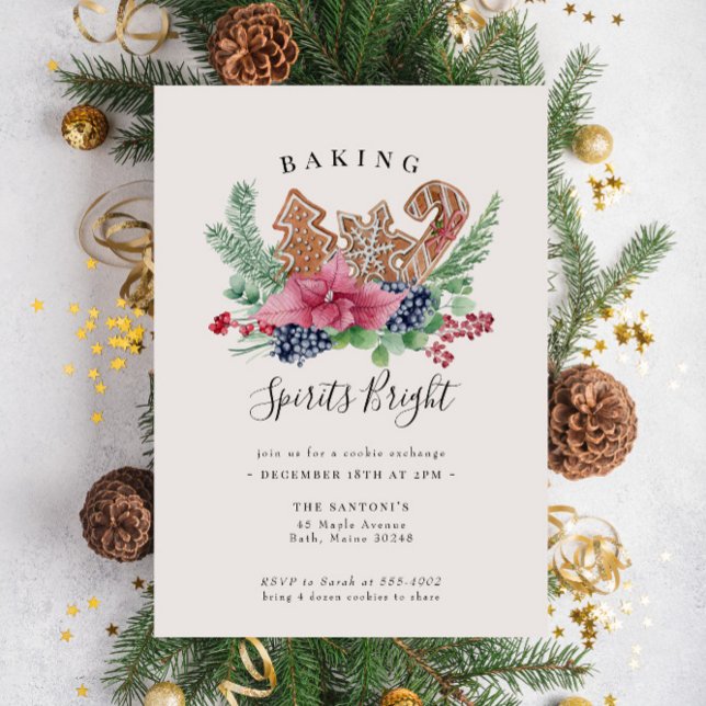 Invitation Échange de biscuits de Noël Spiritueux lumineux (Créateur téléchargé)