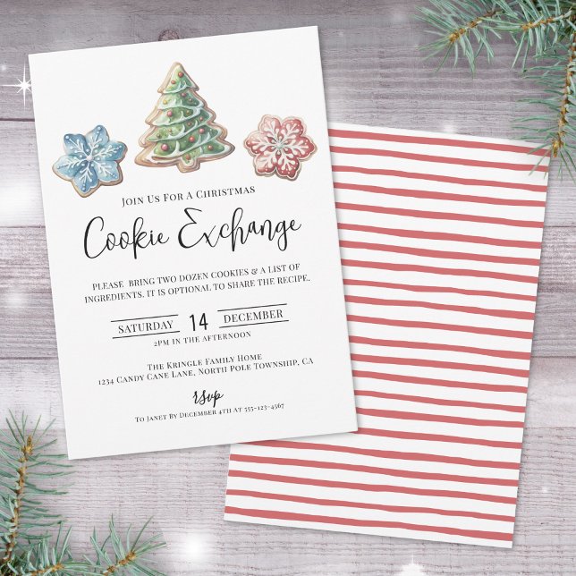 Invitation Échange de biscuits Fête de Noël des vacances (Cookie Exchange Christmas Party Invitation)