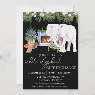 Invitation Échange de cadeaux à l'éléphant blanc aquarelle