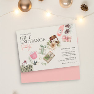 Invitation Échange de cadeaux amis Fête rose