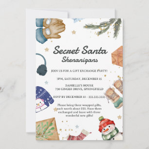 Invitation Échange de cadeaux amusants Noël Secret Santa mign