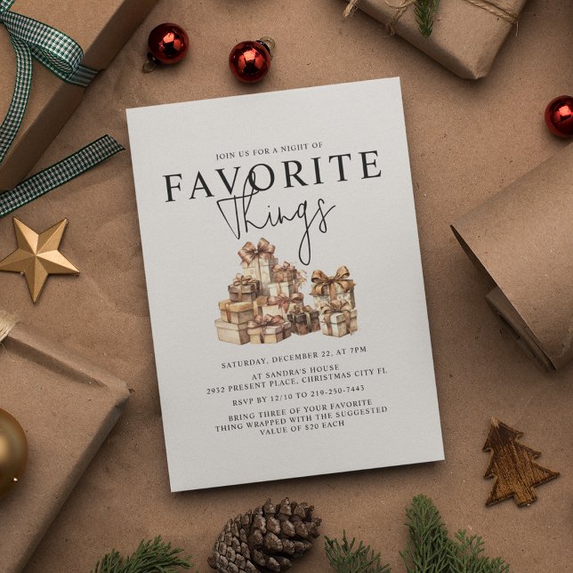 Invitation Échange de cadeaux de choses préférées Fête de fin (Créateur téléchargé)