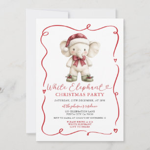 Invitation Échange de cadeaux de Noël éléphant blanc de fête 