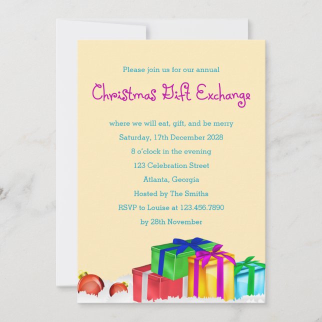 Invitation Échange de cadeaux de Noël Fête de Noël (Devant)