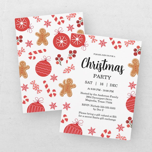 Invitation Échange de cadeaux de Noël Fête de vacances rouge (Créateur téléchargé)