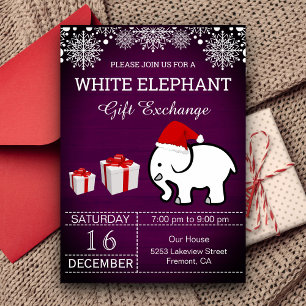 Invitation Échange de cadeaux de Noël Holiday White Elephant