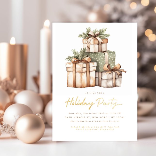 Invitation Échange de cadeaux de Noël Party Éléphant Blanc (Créateur téléchargé)