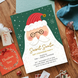 Invitation Échange de cadeaux moderne de Secret Santa rouge e