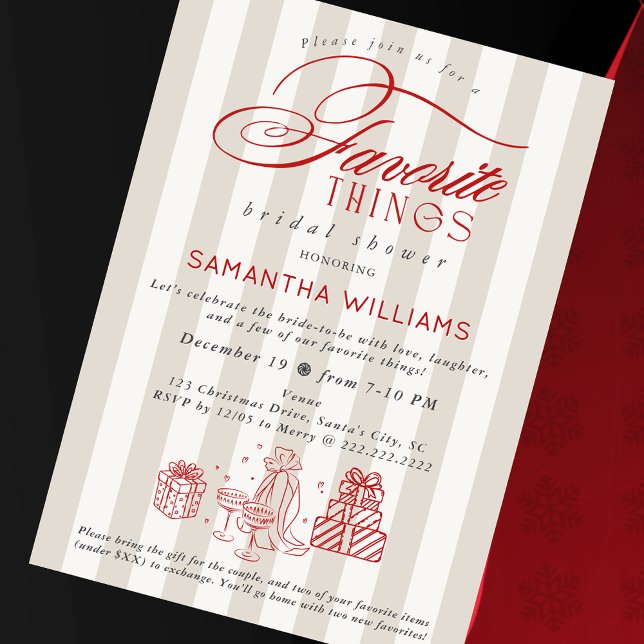 Invitation Échange de cadeaux pour la fête des choses préféré (Favorite Things Gift Exchange Bridal Shower Brunch Christmas Millennial Preppy Chic Invitation)
