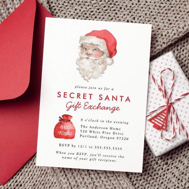 Invitation Échange de cadeaux Secret Santa de Noël fêtes (Créateur téléchargé)