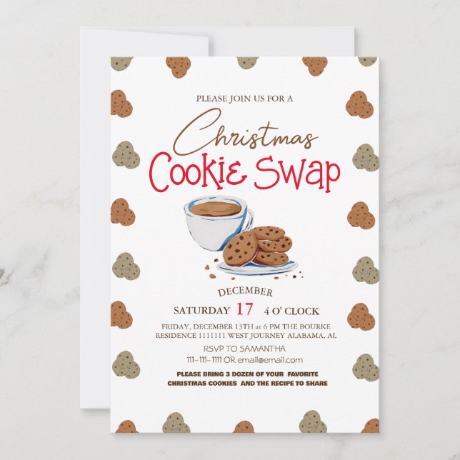 Invitation Échange de cookies de Noël avec un script simple é (Devant)