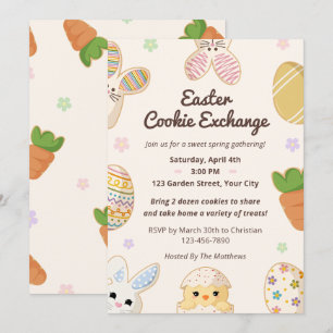 Invitation Échange de cookies de Pâques floraux doux de print