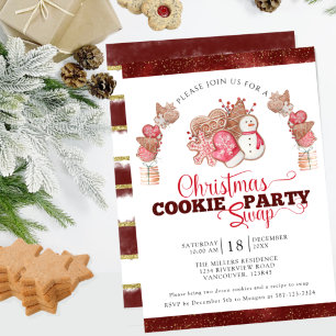 Invitation Échange de cookies, échange de cookies Noël