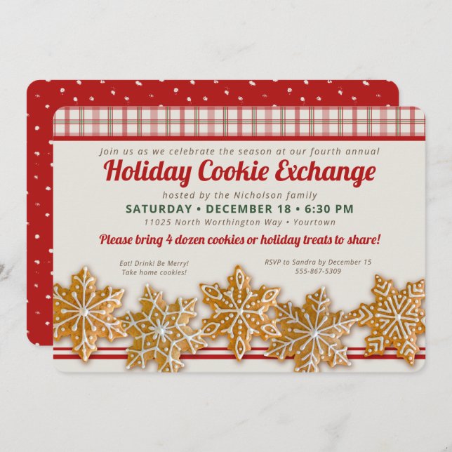 Invitation Échange de cookies | Fête de pâtisserie de vacance (Devant / Derrière)