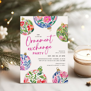 Invitation Échange de décorations de Noël florales colorées