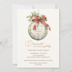 Invitation Échange de décorations de Noël vintage de houx