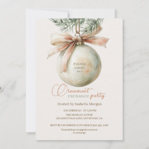 Invitation Échange de décorations de Noël Vintage Pearl