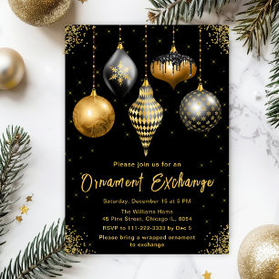 Invitation Échange de décorations noir et or