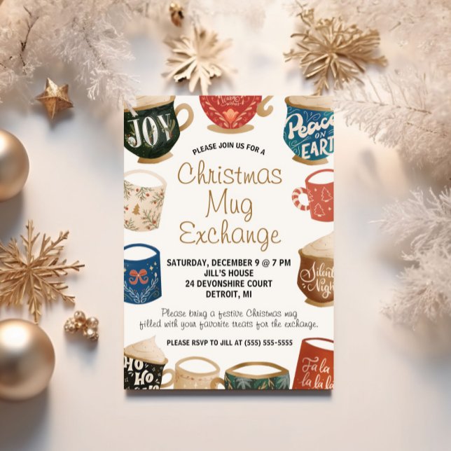 Invitation Échange de mugs de Noël, Fête de Noël de permutati (Créateur téléchargé)