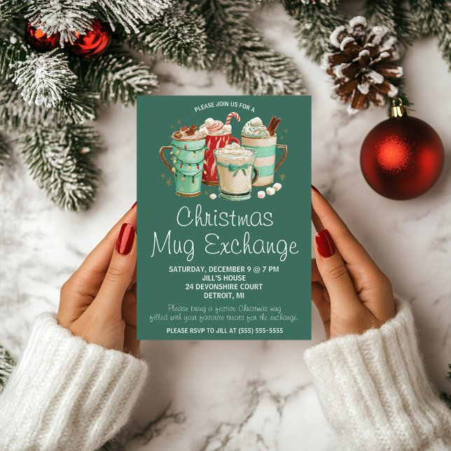 Invitation Échange de mugs de Noël, Fête de Noël d'échange de (Créateur téléchargé)